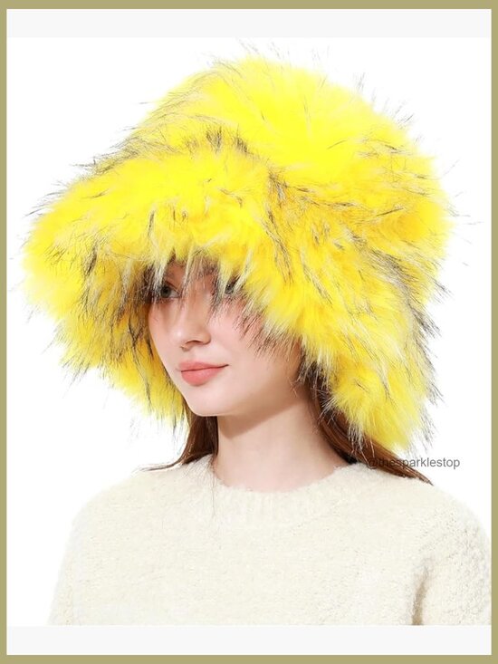 Faux Fur Bucket Hat for Winter Warm Fuzzy Fluffy Fisherman Cap main image 5